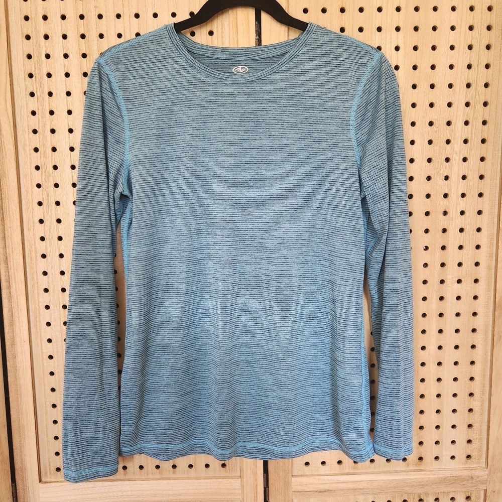 Athletic Works Womens Small Blue Longsleeve Athletic Shirt Walk Workout Exercise
